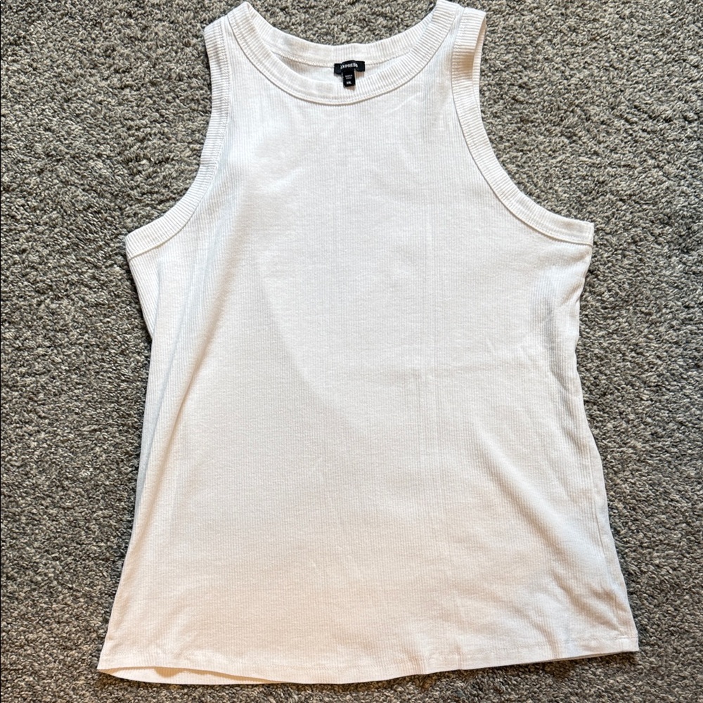 Express White Ribbed Crewneck Tank - Women's Sleeveless Top